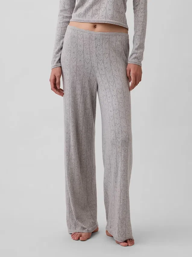 Lett CashSoft Pointelle-pyjamasbukser med hjerte-mønster