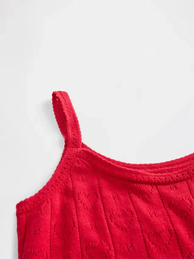 Lett CashSoft-pyjamas-tanktop med hjerte-mønster i pointelle-strikk