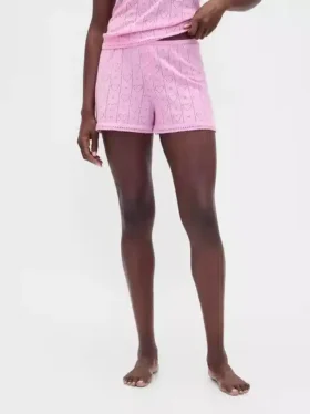 Lette CashSoft Pointelle-pyjamas-Shorts med hjerte-mønster