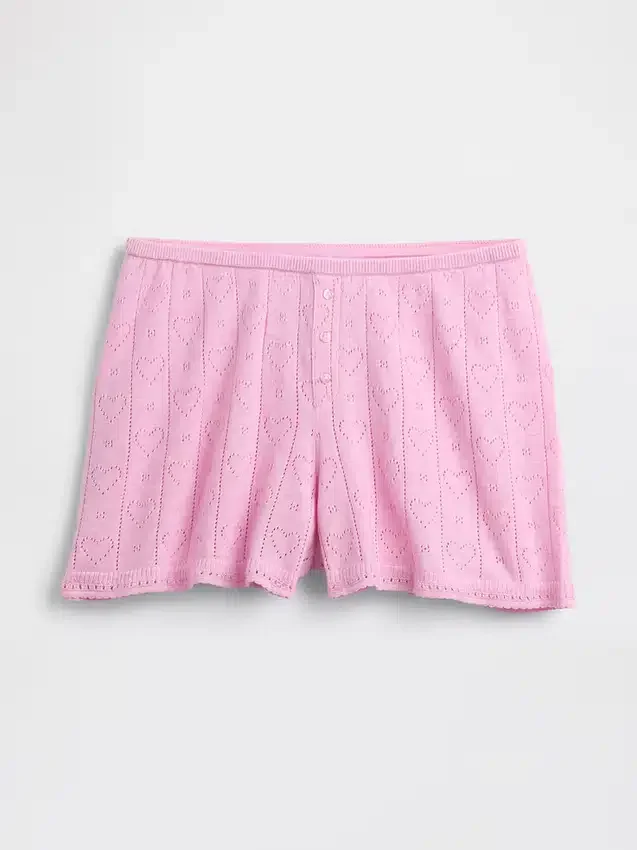 Lette CashSoft Pointelle-pyjamas-Shorts med hjerte-mønster