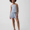 Lette shorts i lin-bomull med gingham-mønster for barn