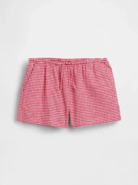 Lette shorts i lin-bomull med gingham-mønster for barn