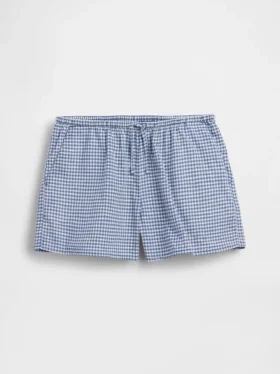 Lette shorts i lin-bomull med gingham-mønster for barn