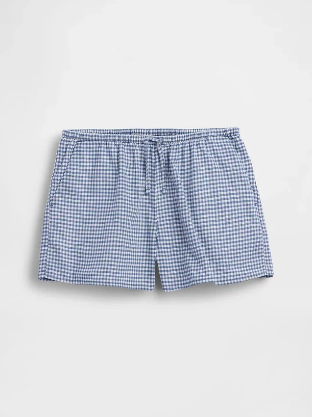 Lette shorts i lin-bomull med gingham-mønster for barn