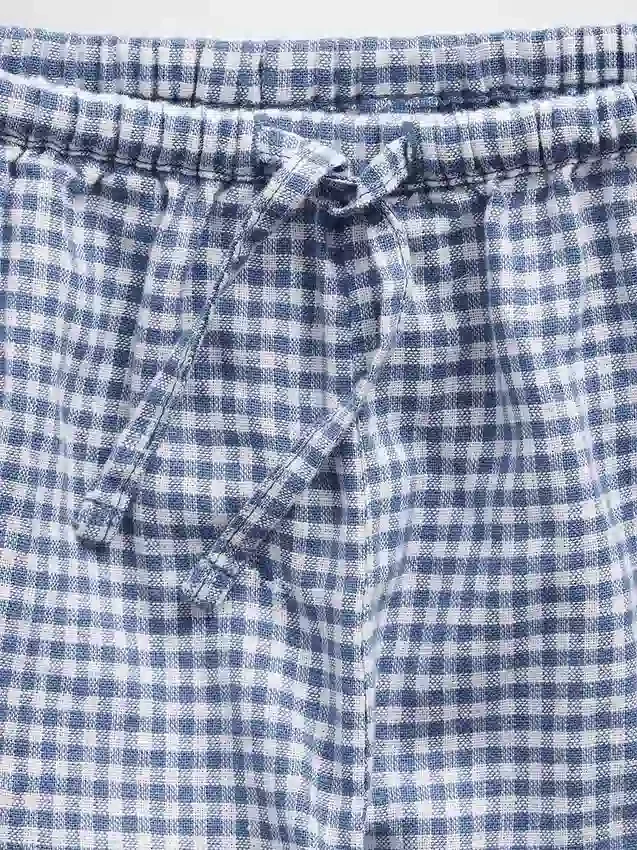 Lette shorts i lin-bomull med gingham-mønster for barn
