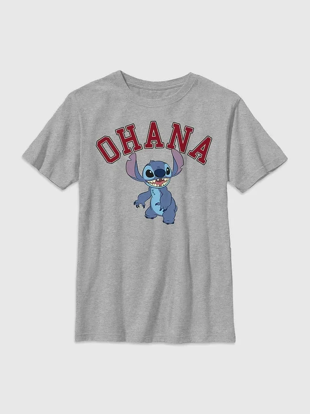 Lilo og Stitch Ohana-T-skjorte i college-stil