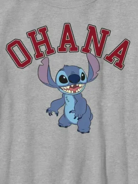 Lilo og Stitch Ohana-T-skjorte i college-stil