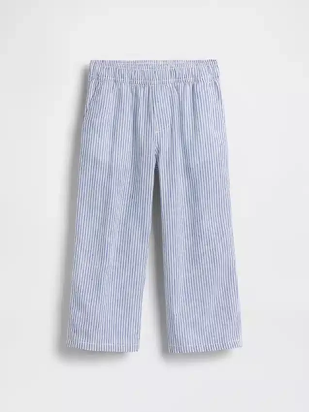 Linen-bomullsbukser med elastisk linning for Baby og Småbarn