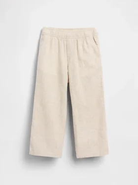 Linen-bomullsbukser med elastisk linning for Baby og Småbarn