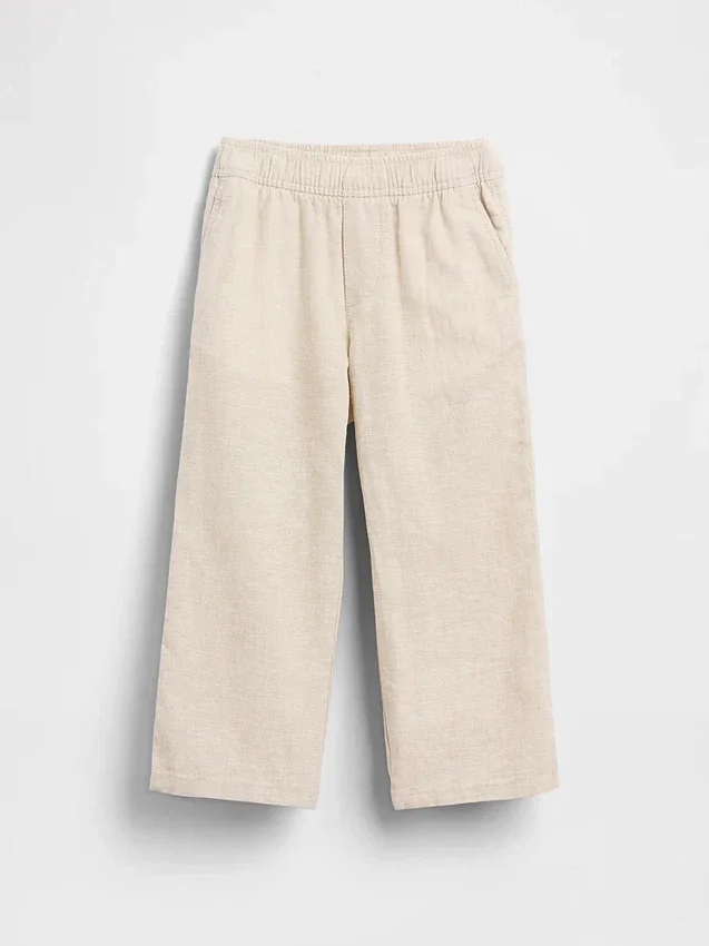 Linen-bomullsbukser med elastisk linning for Baby og Småbarn