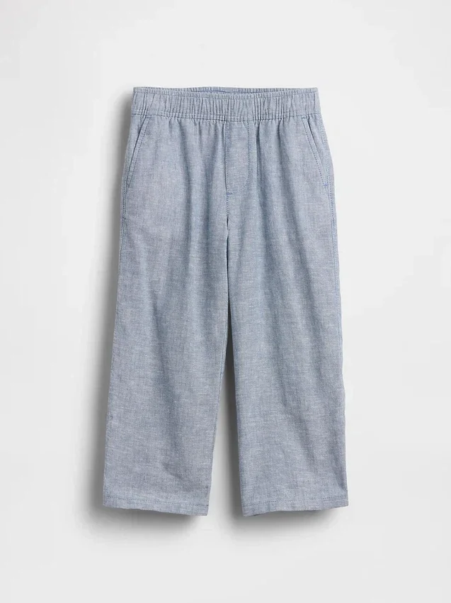 Linen-bomullsbukser med elastisk linning for Baby og Småbarn