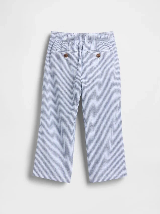 Linen-bomullsbukser med elastisk linning for Baby og Småbarn