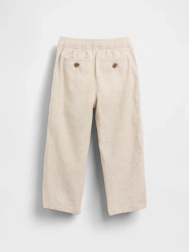 Linen-bomullsbukser med elastisk linning for Baby og Småbarn
