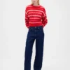 Loddent, oversized genser med rund hals