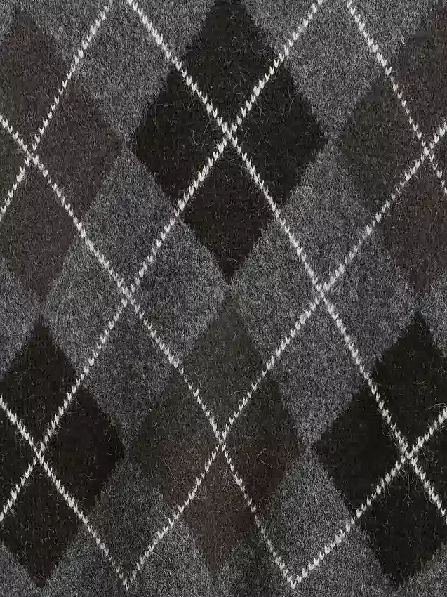 Løs argyle-genser i ullblanding