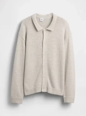 Løs polo-cardigan-genser for barn