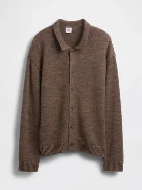 Løs polo-cardigan-genser for barn