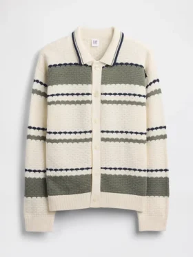 Løs polo-cardigan-genser for barn