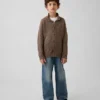 Løs polo-cardigan-genser for barn