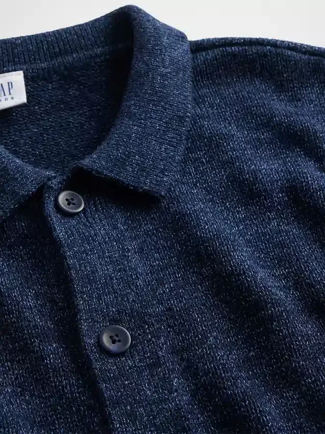 Løs polo-cardigan-genser for barn