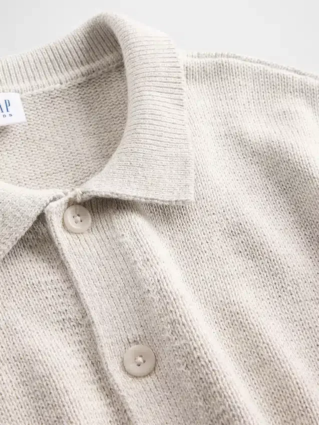 Løs polo-cardigan-genser for barn