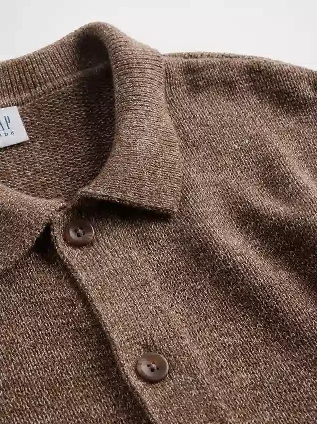 Løs polo-cardigan-genser for barn