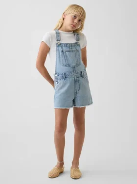 Løse denim-shorteoveraller for barn