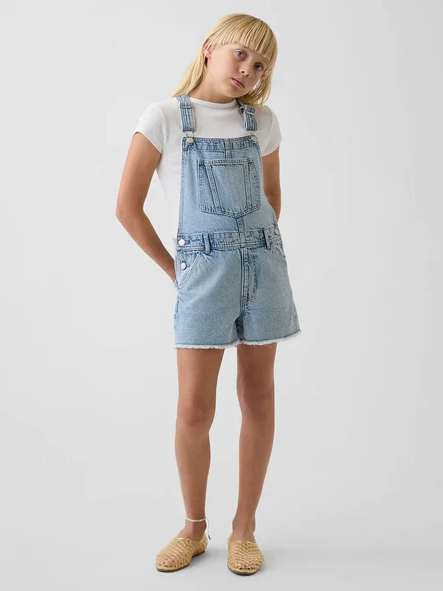 Løse denim-shorteoveraller for barn