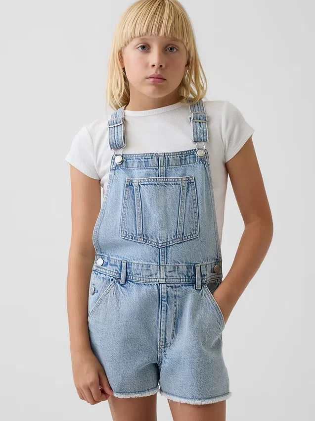 Løse denim-shorteoveraller for barn