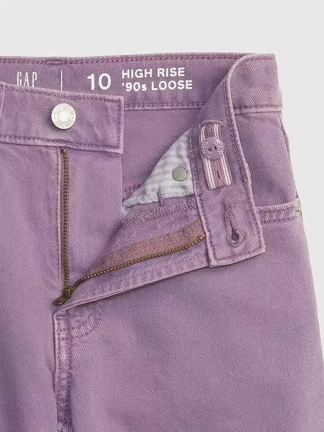 Løse jeans med høy midje i 90-tallsstil for barn