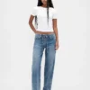 Løse jeans med lav midje og snøring i 90-tallsstil