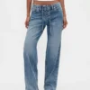 Løse jeans med lav midje og snøring i 90-tallsstil