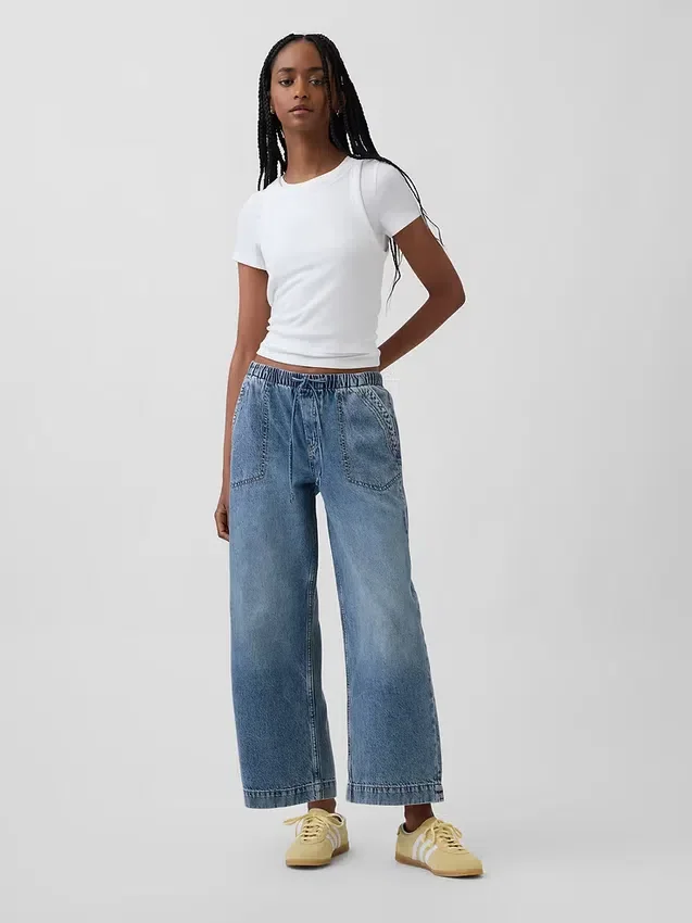 Løse, korte jeans med lav midje i 90-tallsstil