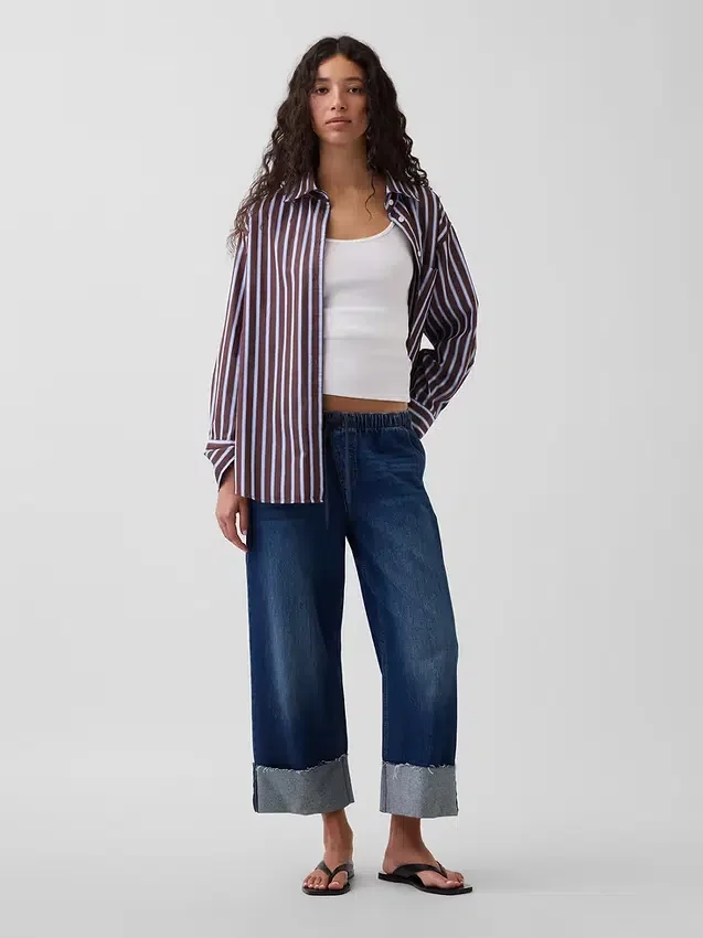 Løse, korte jeans med lav midje i 90-tallsstil