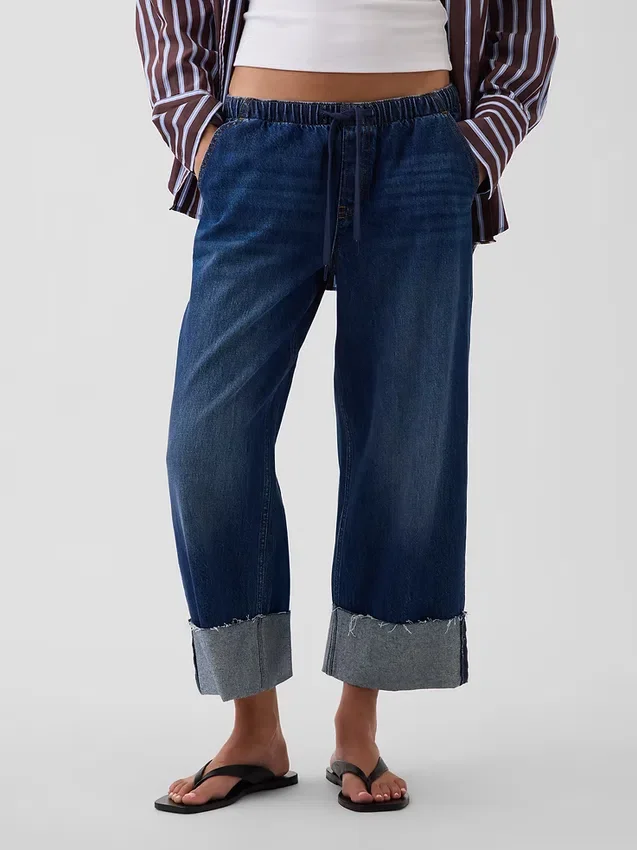 Løse, korte jeans med lav midje i 90-tallsstil