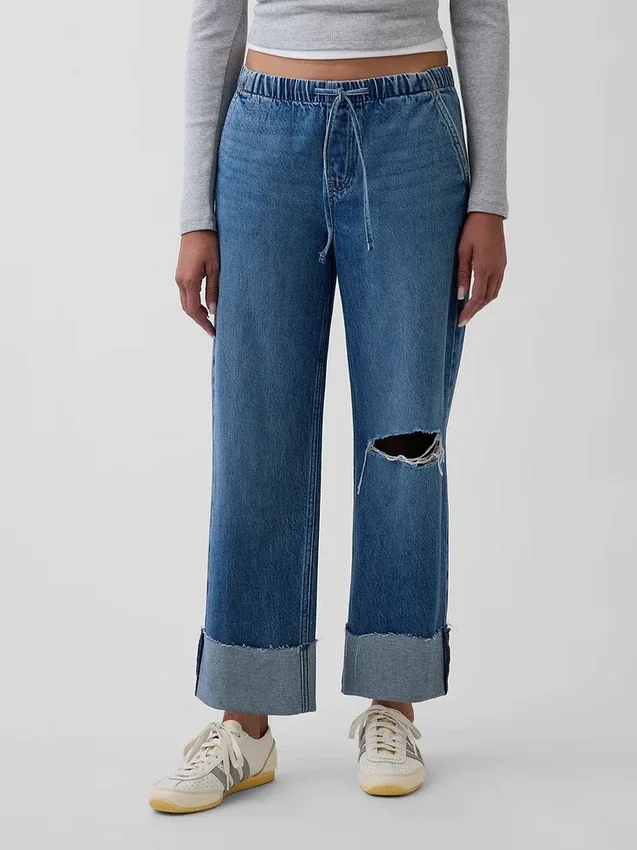 Løse, korte jeans med lav midje i 90-tallsstil