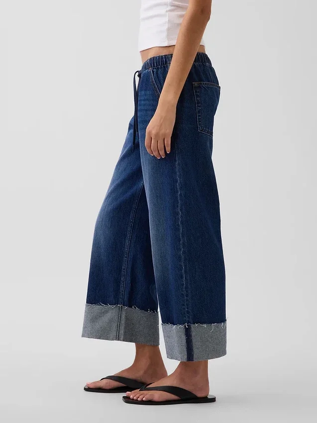Løse, korte jeans med lav midje i 90-tallsstil
