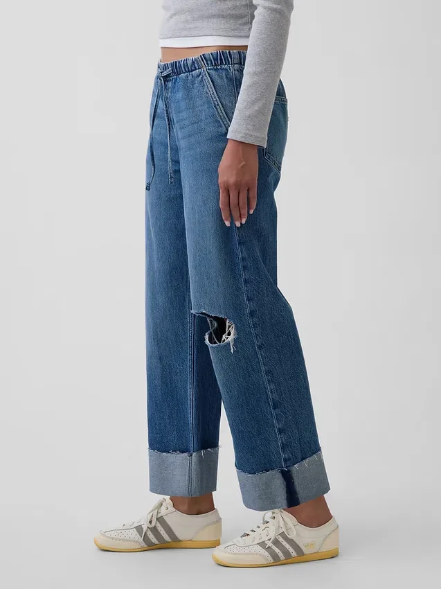 Løse, korte jeans med lav midje i 90-tallsstil