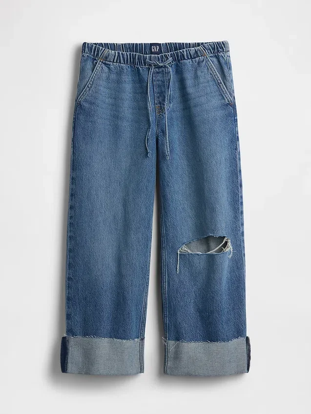 Løse, korte jeans med lav midje i 90-tallsstil