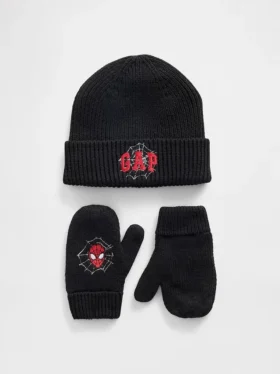 Lue- og votte-sett med Spider-Man-logo for Baby og Småbarn