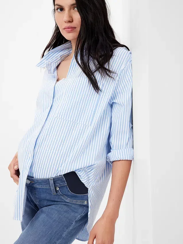 Mammaklær-jeans med innsatt panel, Cheeky Straight