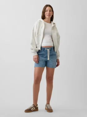 Mammaklær-shorts med hel panel i ultramyk denim
