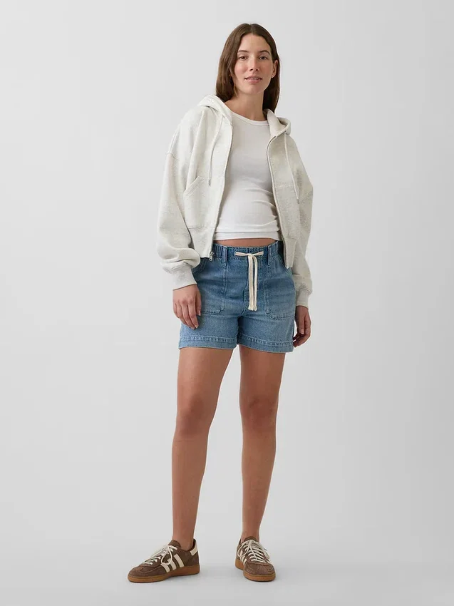 Mammaklær-shorts med hel panel i ultramyk denim
