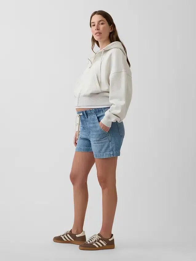 Mammaklær-shorts med hel panel i ultramyk denim