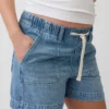 Mammaklær-shorts med hel panel i ultramyk denim