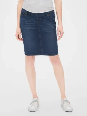 Mammaklær-skjørt i denim med hel panel