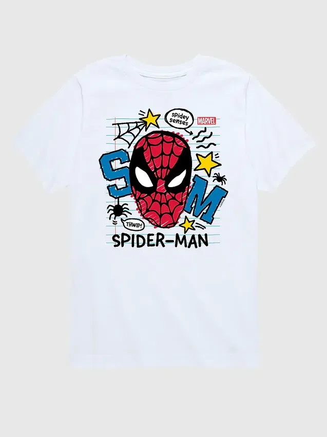 Marvel Scribbled Spider-Man-T-skjorte med kort erme og grafisk trykk for småbarn