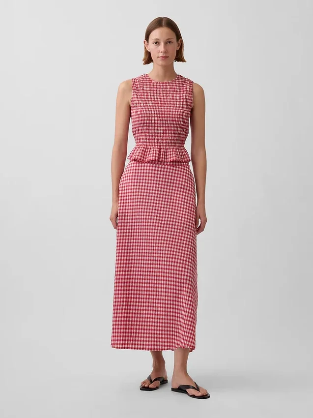 Maxiskjørt i gingham