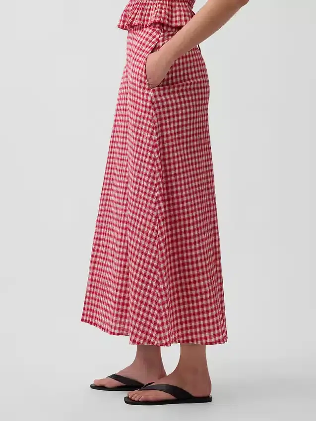 Maxiskjørt i gingham