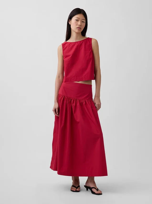 Poplin-tanktop med båthals